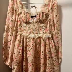 For Love And Lemons Pink Floral Lace Dress